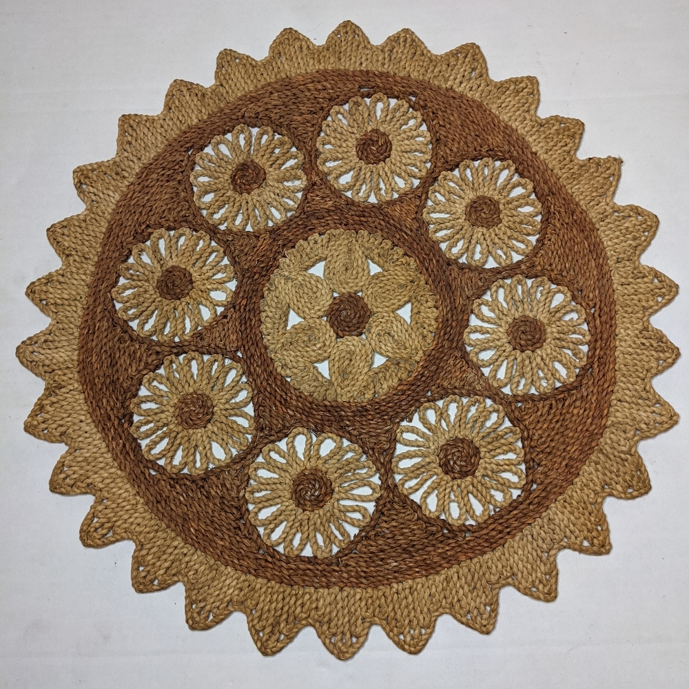 Jute Mat Rug, Table Mat, Wall Decor Boho Farmhouse
